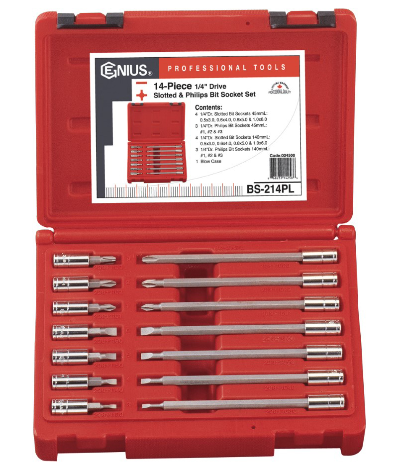 1/4" Dr. 3 Philips Bit Socket 140mmL Genius