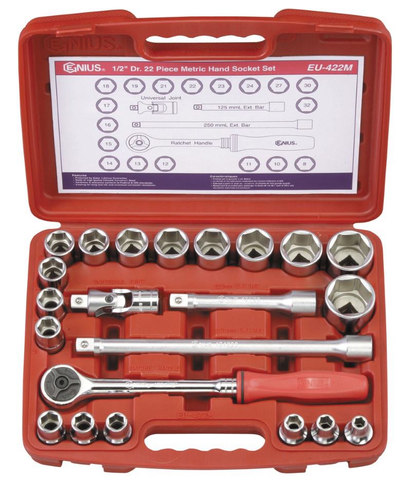 22 Piece 1/2″ Dr. Metric Hand Socket Set