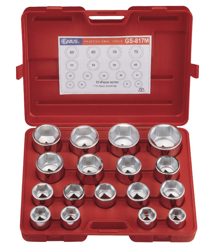 17 Piece 1" Dr. Metric Hand Socket Set Genius