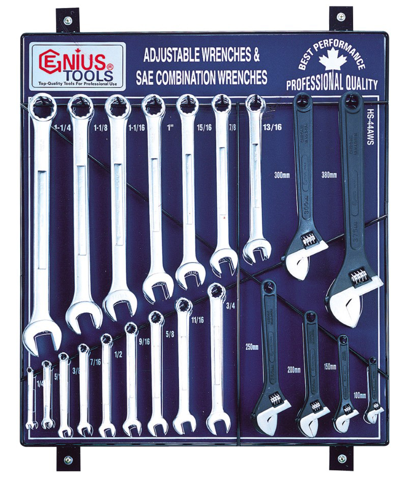 44 Piece SAE Adjustable & Combination Wrench Display Board