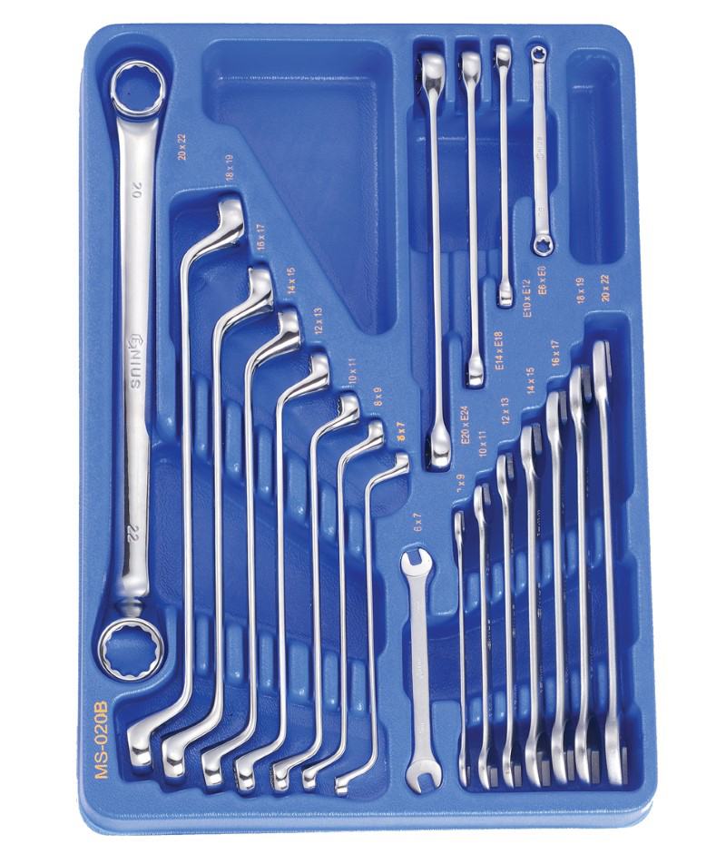 20 Piece Metric Box End, Open End and E-Star Wrench Set