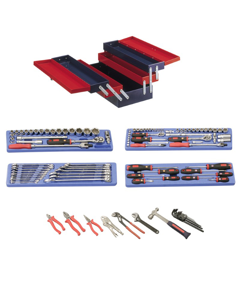 110 Piece 1/4″, 3/8″ & 1/2″ Dr. Metric Starter Tool Set (with Portable Tool Box)