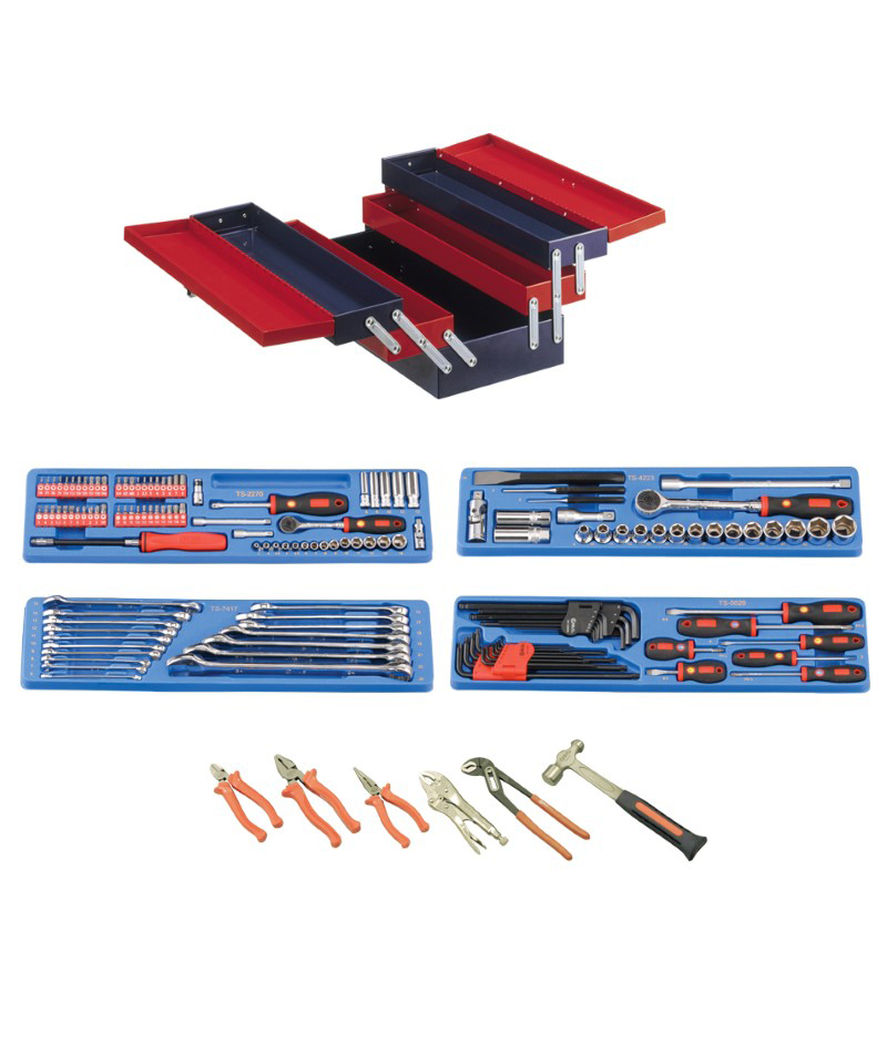 142 Piece 1/4″ & 1/2″ Dr. Metric Starter Tool Set (with Portable Tool Box)