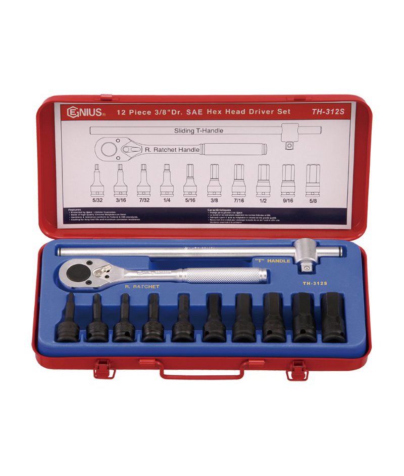 12 Piece 3/8″ Dr. SAE Hex Head Driver Set