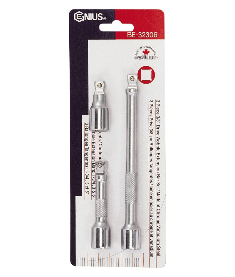3 Piece 3/8" Dr. Wobble Extension Bar Set Genius