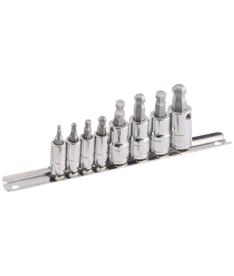 8 Piece 1/4" & 3/8" Dr. Metric Wobble Hex Bit Socket Set Genius