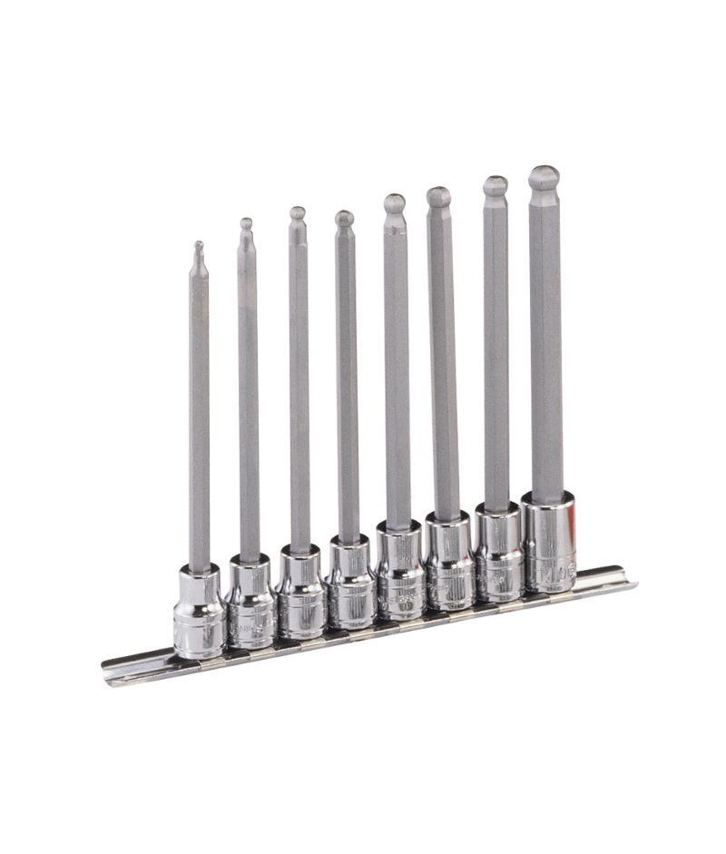 8 Piece 3/8" Dr. Metric Wobble Hex Bit Socket Set (Long) Genius