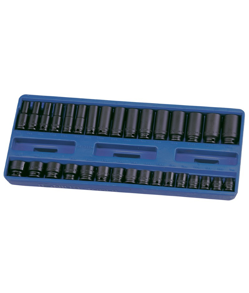 32 Piece 3/8" Dr. Metric Deep Impact Socket Set CrMo Genius