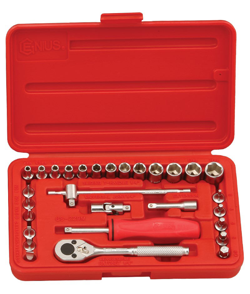 29 Piece 1/4" Dr. Metric Hand Socket Component Set Genius