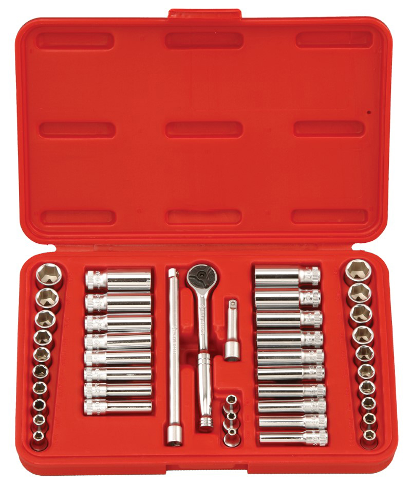 44 Piece 1/4" Dr. Metric & SAE Deep Hand Socket Set Genius