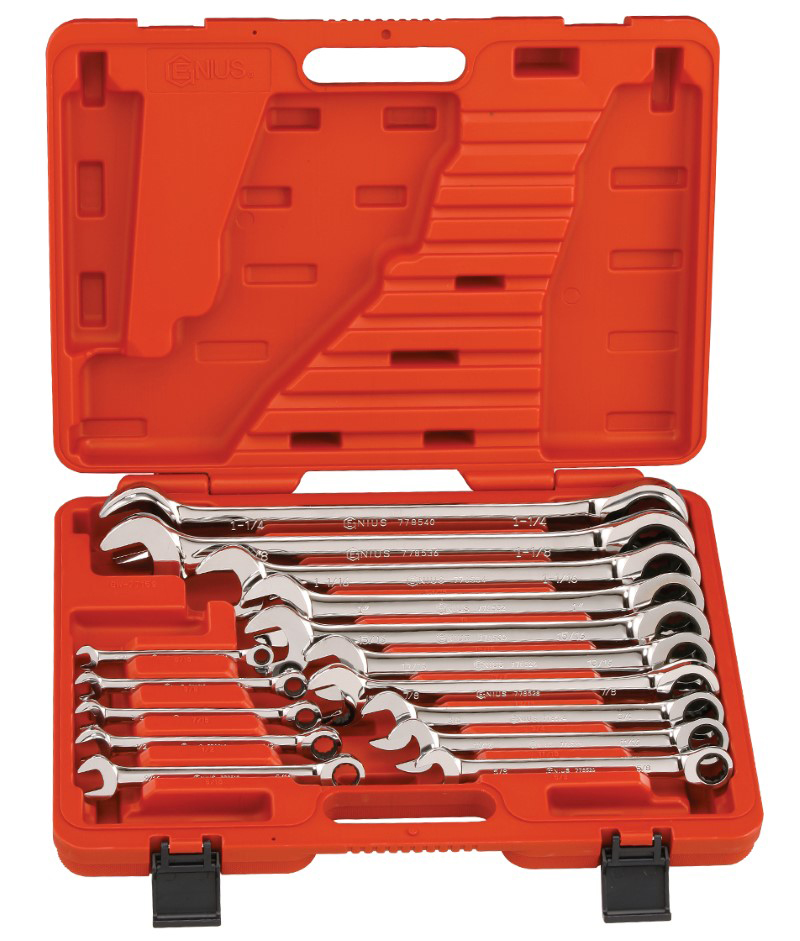 15 Piece SAE Combination Ratcheting Wrench Set Genius