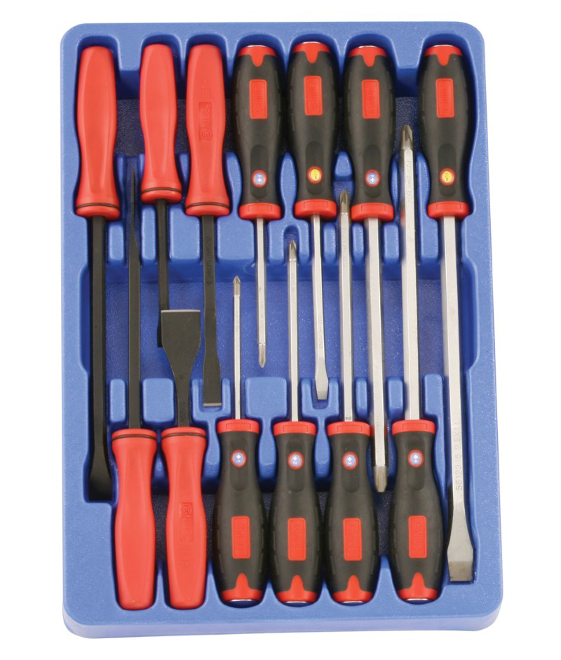 13 Piece Pry Bar, Carbon Scraper & TangThru Screwdriver Set Genius
