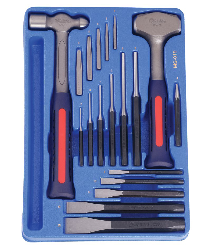19 Piece Punch, Chisel and Hammer Set Genius