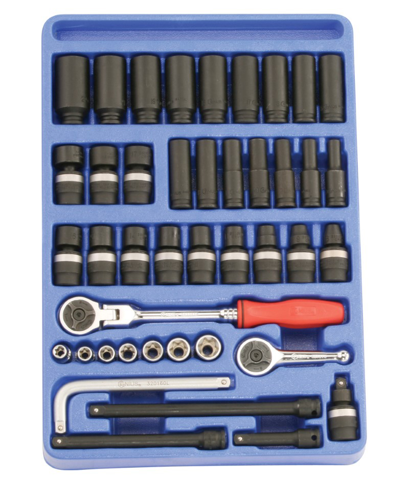 42 Piece 3/8" Dr. Metric Impact Socket, Swivel Socket & Accessory Set