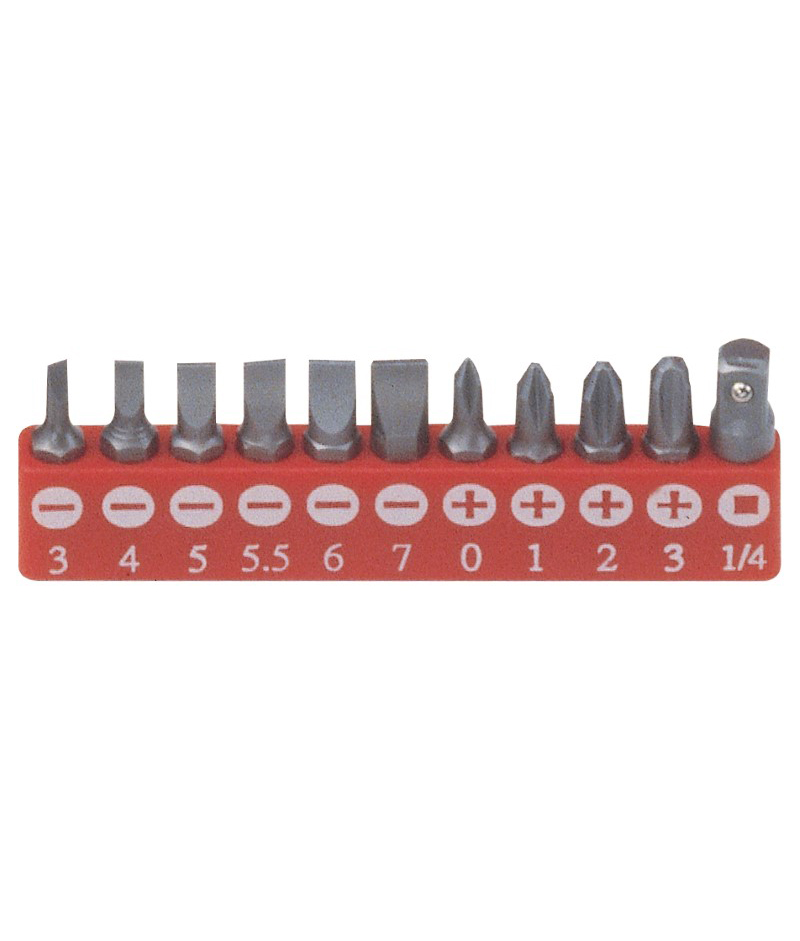 11 Piece Slotted & Philips Screwdriver Bit Set Genius