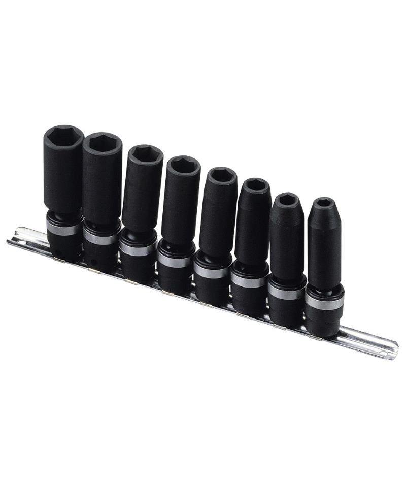 8 Piece 3/8" Dr. SAE Deep Swivel Impact Socket Set CrV Genius