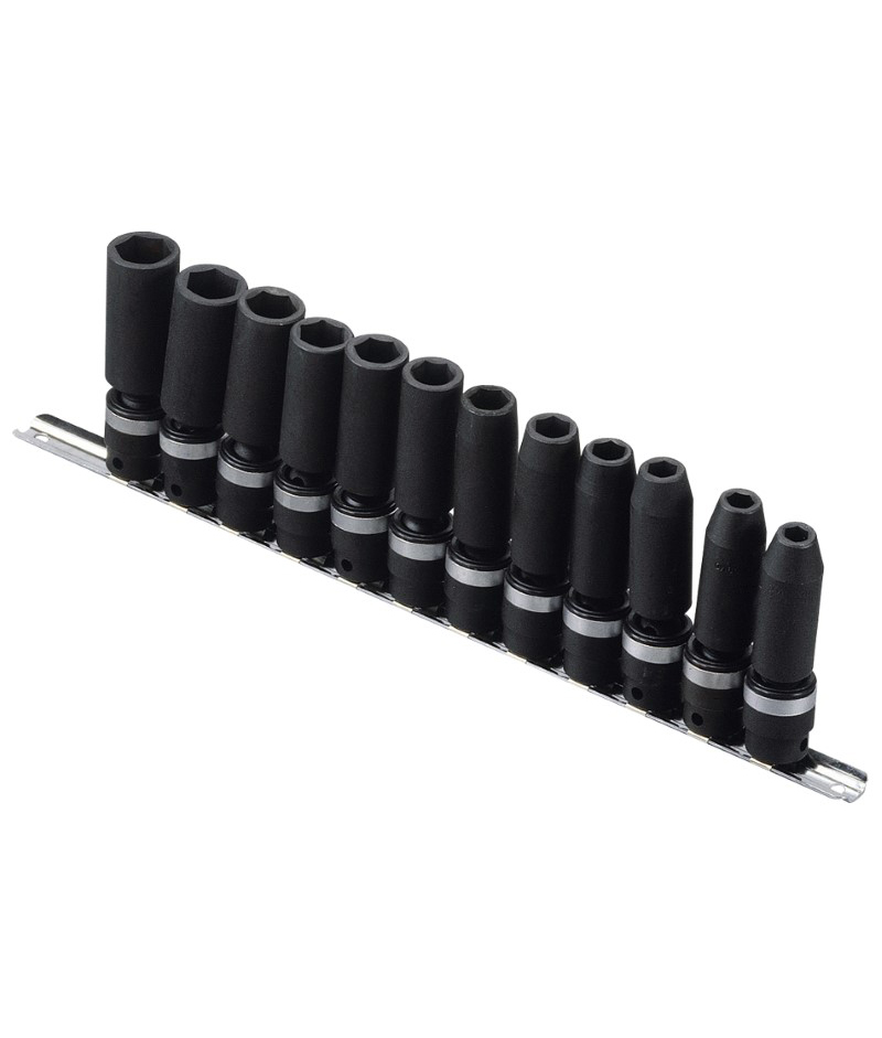 12 Piece 3/8" Dr. Metric Deep Swivel Impact Socket Set CrV Genius