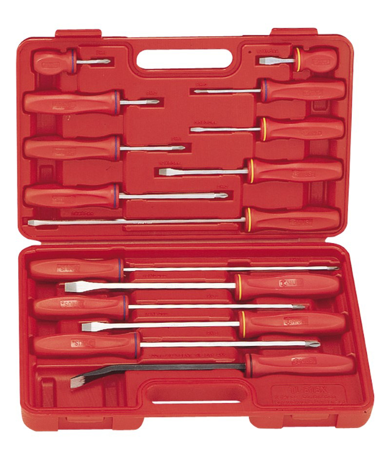 15 Piece Slotted & Philips Screwdriver & Pry Bar Set Genius