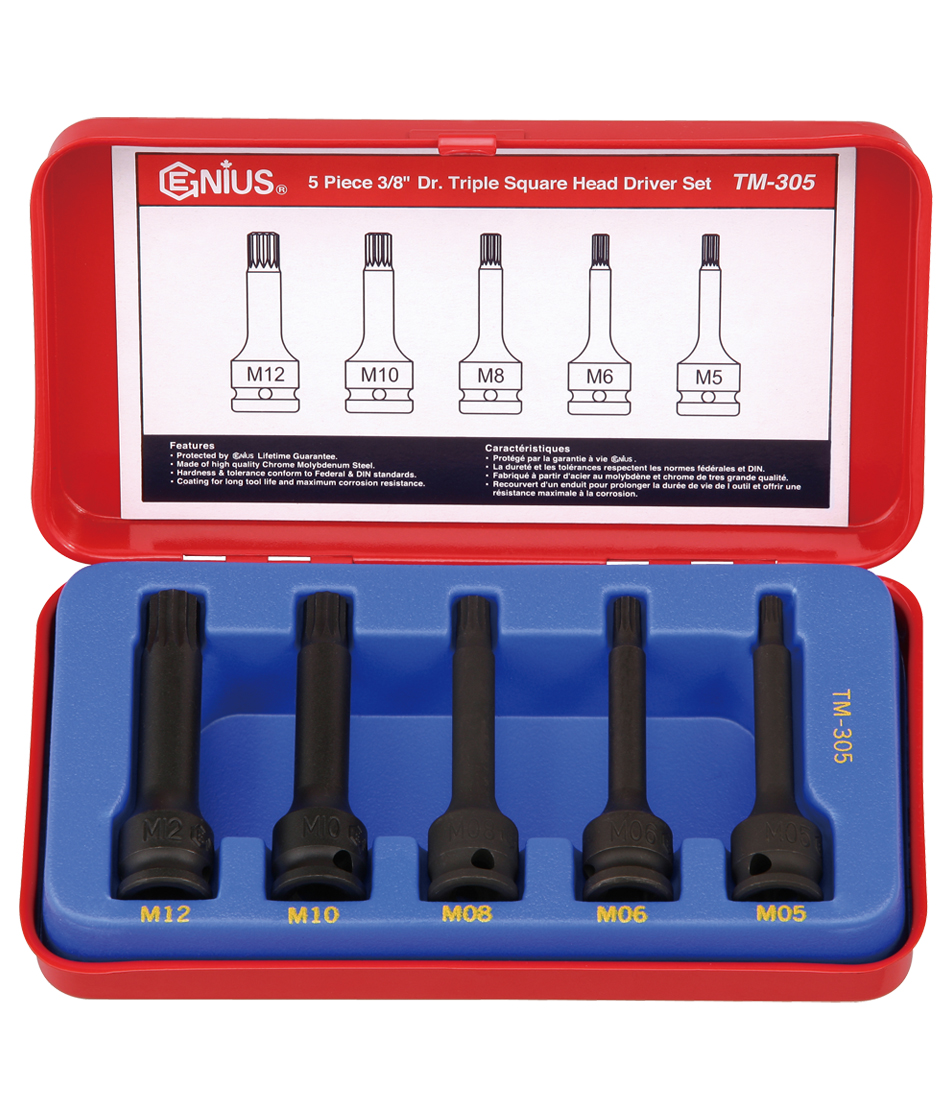 5 Piece 3/8" Dr. Triple Square Head Driver Set Genius