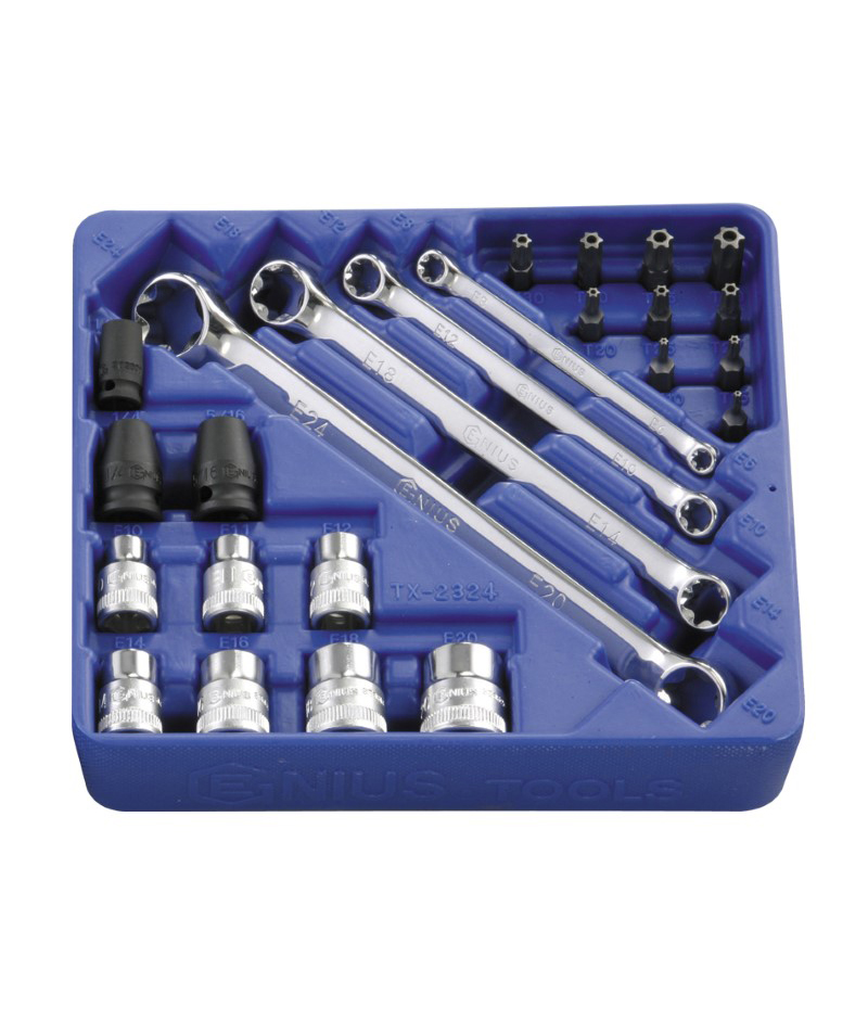 24 Piece 1/4″ & 3/8″ Dr. Star Wrench Set